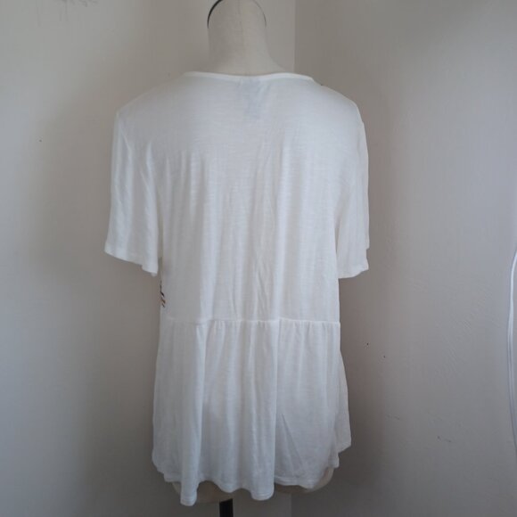 Knox Rose Blouse White Embroidered V Neck Short Sleeve Boho Popover Womens XXL - Picture 3 of 14